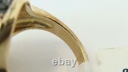 0.30 Ct Natural Black Diamond White Enamel Ring Size 8 Gold Embraced
