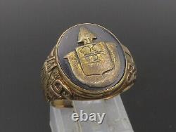 10K GOLD Vintage Antique Black Enamel Signet Band Ring Sz 6 GR287