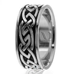 10K Gold & Black Enamel 9mm wide in Two Tone Celtic design Wedding Ring