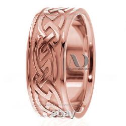 10K Gold & Black Enamel 9mm wide in Two Tone Celtic design Wedding Ring