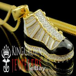 10K Yellow Gold On Silver Black Enamel Air Jordan Shoe Pendant 2 Diamond Charm
