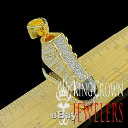 10K Yellow Gold On Silver Black Enamel Air Jordan Shoe Pendant 2 Diamond Charm