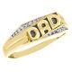 10k Yellow Gold Round Diamond Black Enamel Fathers Day Dad Ring 8mm Band 0.01 Ct