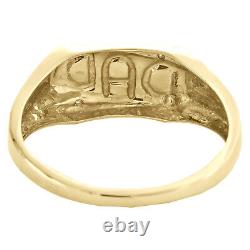 10K Yellow Gold Round Diamond Black Enamel Fathers Day Dad Ring 8mm Band 0.01 CT