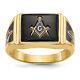10k Yellow Gold Black Enamel And Onyx Masonic Ring
