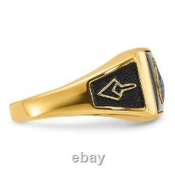 10k Yellow Gold Black Enamel and Onyx Masonic Ring For Mens