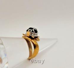 10k Yellow Gold Ring Black Enamel Turtle Tortoise Terrapene Size 5.75 5.4g