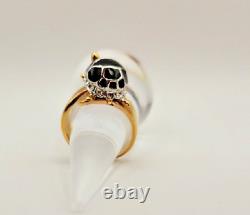 10k Yellow Gold Ring Black Enamel Turtle Tortoise Terrapene Size 5.75 5.4g