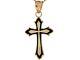 10k Or 14k Real Gold Cross With Black Enamel Religious Charm Pendant