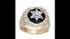 14 Yellow Gold Star Of David Ring With 74 Diamonds And Black Enamel