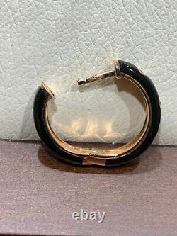14K Rose Gold Diamond and Black Enamel Huggie Hoop Earrings Retails $1075