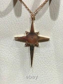 14K Rose Gold Diamond and Black Enamel Star Pendant Necklace Retails $820