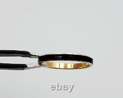 14K Solid Yellow Gold Black Enamel 2.5mm Wedding Band Stacking Ring 1.6g Size 7