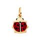 14k Solid Yellow Gold Enamel Ladybug Pendant -red Black Necklace Charm Women Men