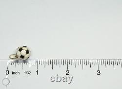 14K Yellow Gold 3-D Black & White Enameled Soccer Ball Charm
