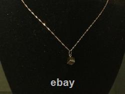 14K Yellow Gold 3D Lucky Dice Charm Pendant Necklace Black Enamel Dots # 212