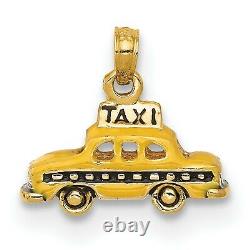 14K Yellow Gold 3D Yellow And Black Taxi Charm Pendant 13 mm x 18 mm 3.30gr