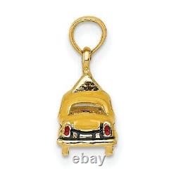 14K Yellow Gold 3D Yellow And Black Taxi Charm Pendant 13 mm x 18 mm 3.30gr