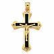 14k Yellow Gold And Black Enamel Crucifix Cross Mens Pendant 25 X 40 Mm