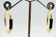 14k Yellow Gold Black & Cream Enamel Hoop Earrings 32mm 4.9g S1927