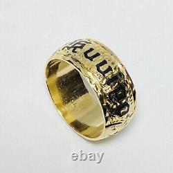 14K Yellow Gold Black Enamel Hawaiian Kuuipo (Sweetheart) Size 6.25 Band Ring 6g