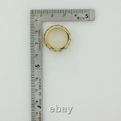 14K Yellow Gold Black Enamel and Diamond Band Size 6.75