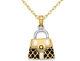 14k Yellow Gold Black Enameled Handbag Charm Necklace With Chain