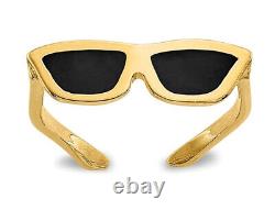 14K Yellow Gold Sunglasses with Black Enamel Toe Ring