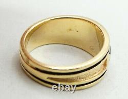 14K Yellow Gold Tapered Band Black Onyx & Enamel Ring 10.7mm Sz10.25 10g S2583