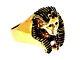 14k Yellow Solid Gold King Tut Ring With Enamel