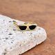 14kt Yellow Gold Black Enamel Sunglasses Shades Adjustable Size Toe Ring New