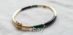 14ct YELLOW GOLD WITH GREEN AND BLACK ENAMEL BANGLE 6.5 grams