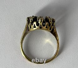 14k Gold Antique Victorian Diamond Ring Setting Black Enamel Taille D'Epargne 7