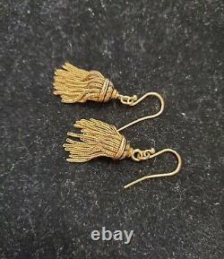 14k Gold Dainty Victorian / Edwardian Black Enamel Earrings