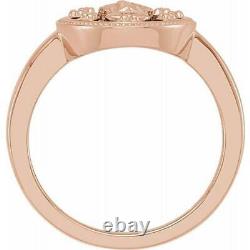 14k Rose Gold Black Enamel Oval Miraculous Medal Ring Size 7
