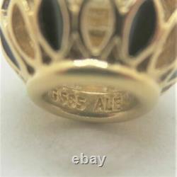 14k Y Gold Pandora Royal Victorian Black Enamel Bead Charm 750814EN6 Retired