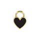 14k Yellow Gold Black Enamel Heart Pendant For Mother's Day Gift