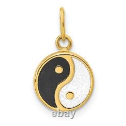 14k Yellow Gold Black White Yin Yang Necklace Pendant Charm Peace Inspiration