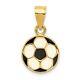 14k Yellow Gold & Enamel, Black & White Flat Soccer Ball Pendant, 12mm