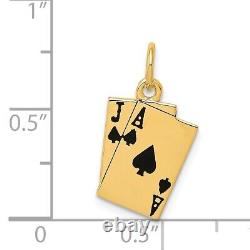 14k Yellow Gold Enameled Blackjack Playing Cards Charm