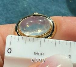 14k Yellow Gold MOONSTONE Cabochon Ring w Black Enamel ts300 1 20