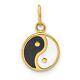 14k Yellow Gold Polished Black/white Enamel Yin And Yang Pendant