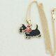 14k Yellow Gold Scottish Terrier Dog Black And Red Enamel Necklace 18 Inch