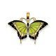 14k Yellow Gold Solid Polished Green Stained Glass Wings Butterfly Charm