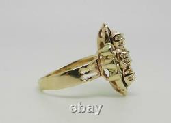 14k Yellow Gold Vintage Diamond Black Enamel Ring Size 7.5 Lb2923