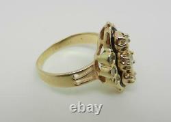 14k Yellow Gold Vintage Diamond Black Enamel Ring Size 7.5 Lb2923