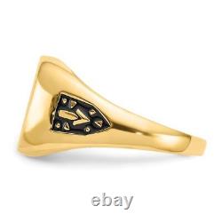 14k Yellow Gold with Black Enamel and Lab Created Ruby Masonic Ring Size10