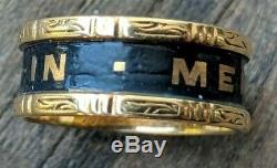 1861 In Memory Of, Mourning Band Ring, 18K Gold, Black Enamel