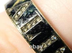 1886 ALICE Gold & Diamonds Black Enamel Mourning Ring SECRET COMPARTMENT a/f