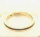 18ct Gold & Red Black Enamel Wedding Ring Flat Sided 1.9mm Wide Band Sizeh, Us4